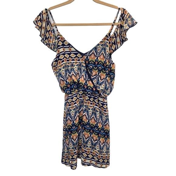 Peach Royal Women's Aztec Print Off Shoulder Mini Dress S - Picture 9 of 16